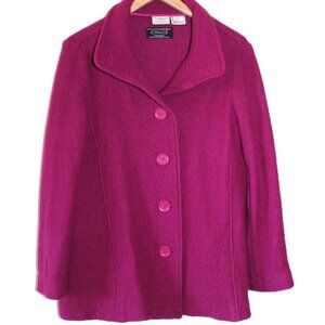 L.L. BEAN x BELLANDI Premium Italian Boiled Wool Pea Coat in Fuchsia - Size LP